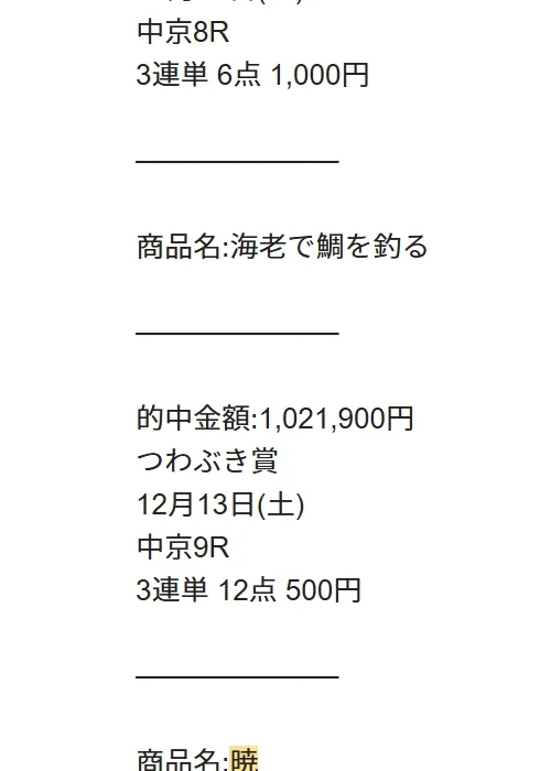 12月13日つわぶき賞の的中報告