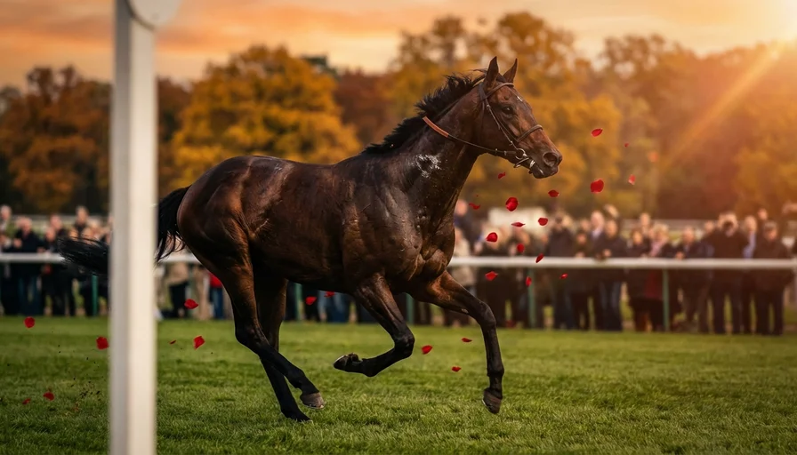 ゴール前を駆け抜けるサラブレッドのイメージ