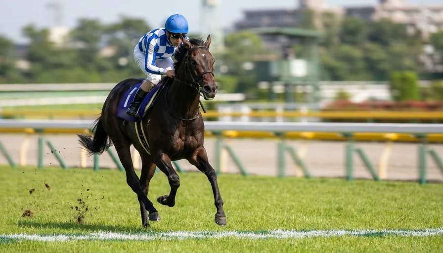 北海道の競馬場で走る競走馬のイメージ