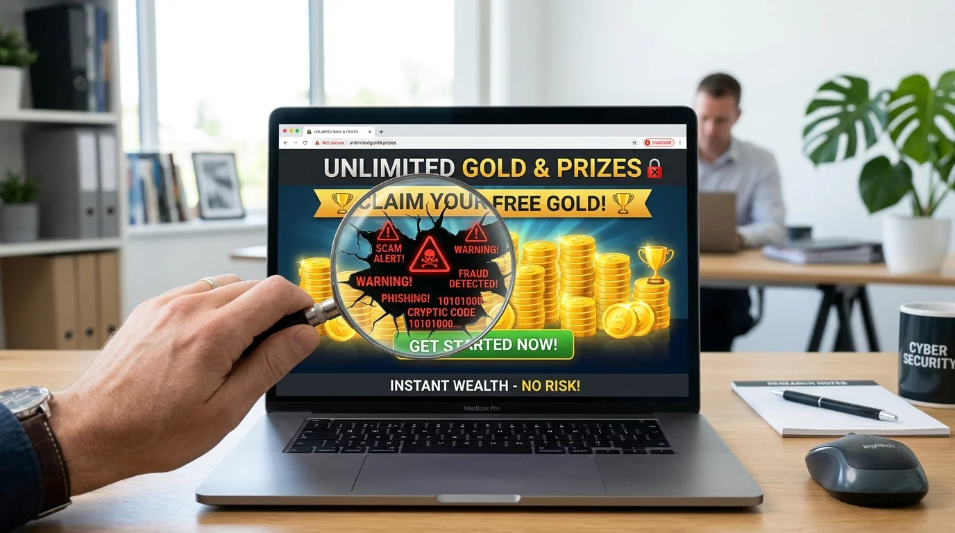 悪質サイトの手口を調査するイラスト