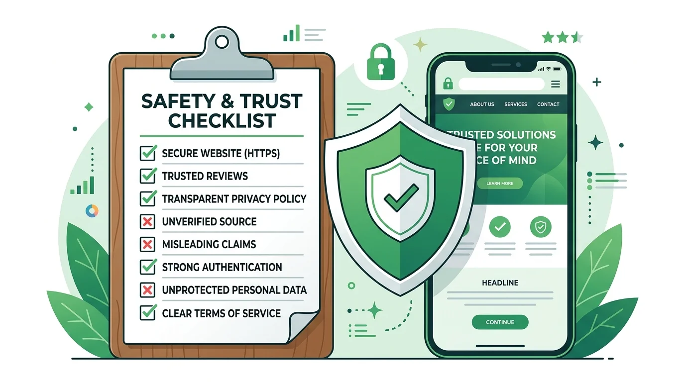 悪質サイトを見分けるチェックリストのイラスト