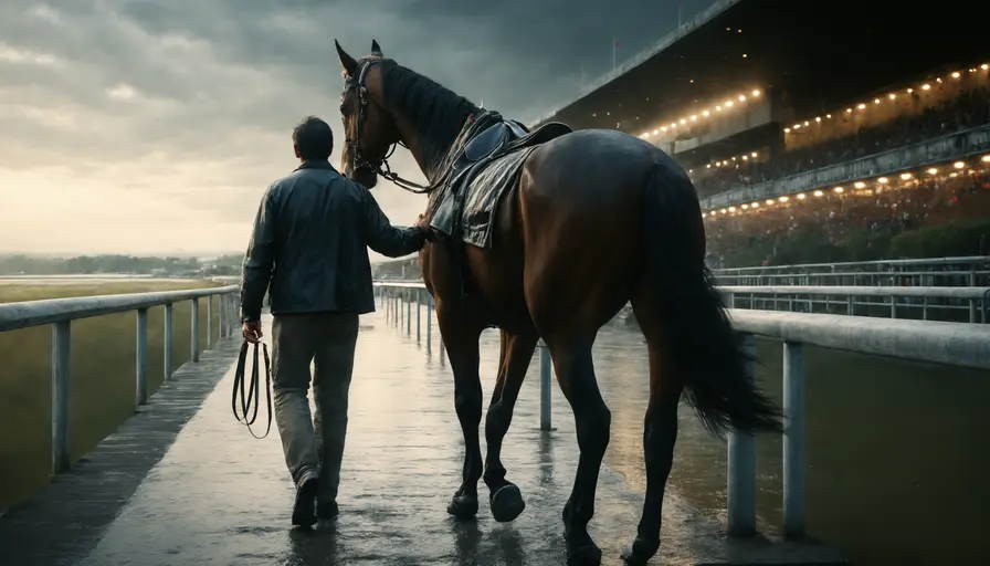 厩舎へ帰る哀愁の競走馬のイメージ画像